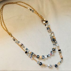 ✨ Beaded layered necklace and earring set